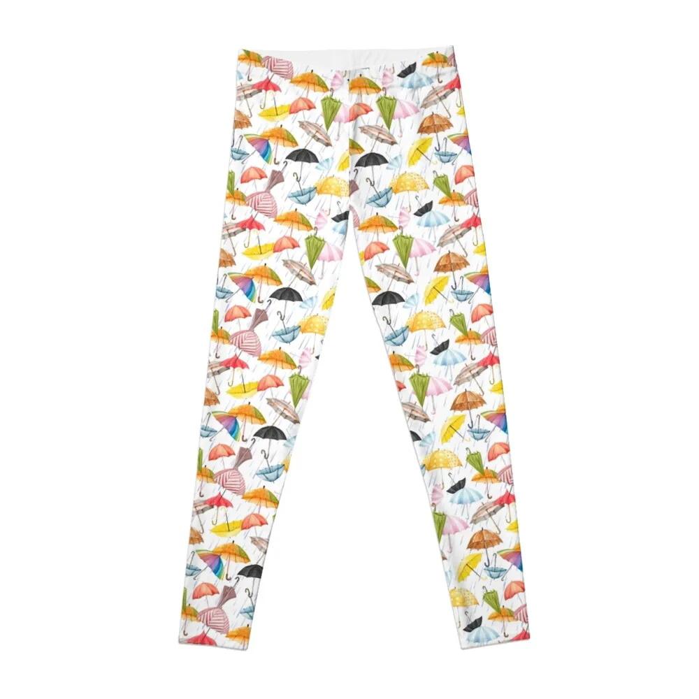 

Colorful umbrellas in rainy day Leggings push up tights for gym top flared Womens Leggings