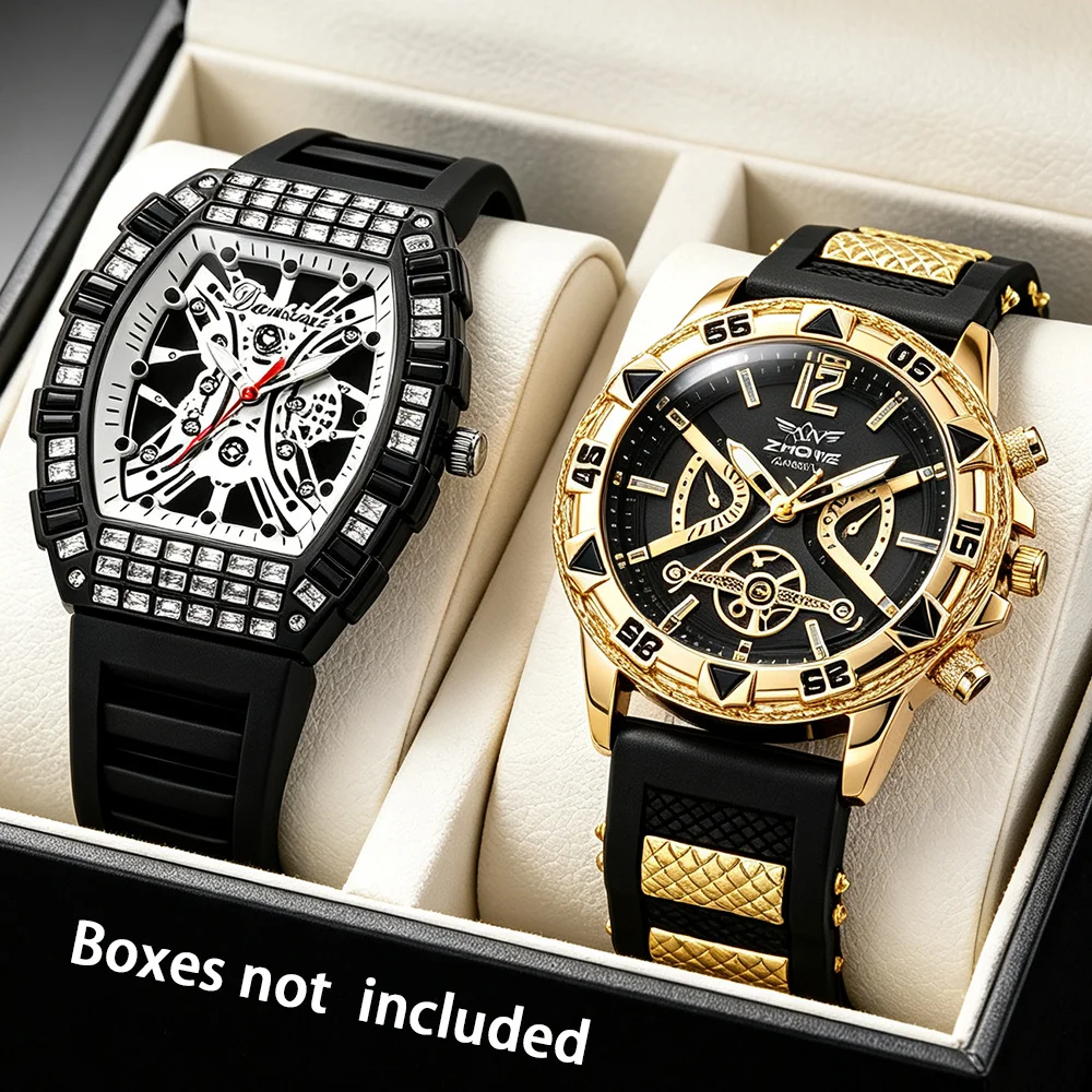 2Pcs Men's Fashion Casual Luxury Watch Set, Stylish Daily‑wear Timepieces, Perfect Christmas Gift.