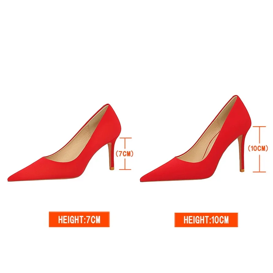 New Women 7cm 10cm High Heels Fashion Party Catwalk Pumps Pointed Toe Office Work Socialite Middle Low Heels Banquet Lady Shoes