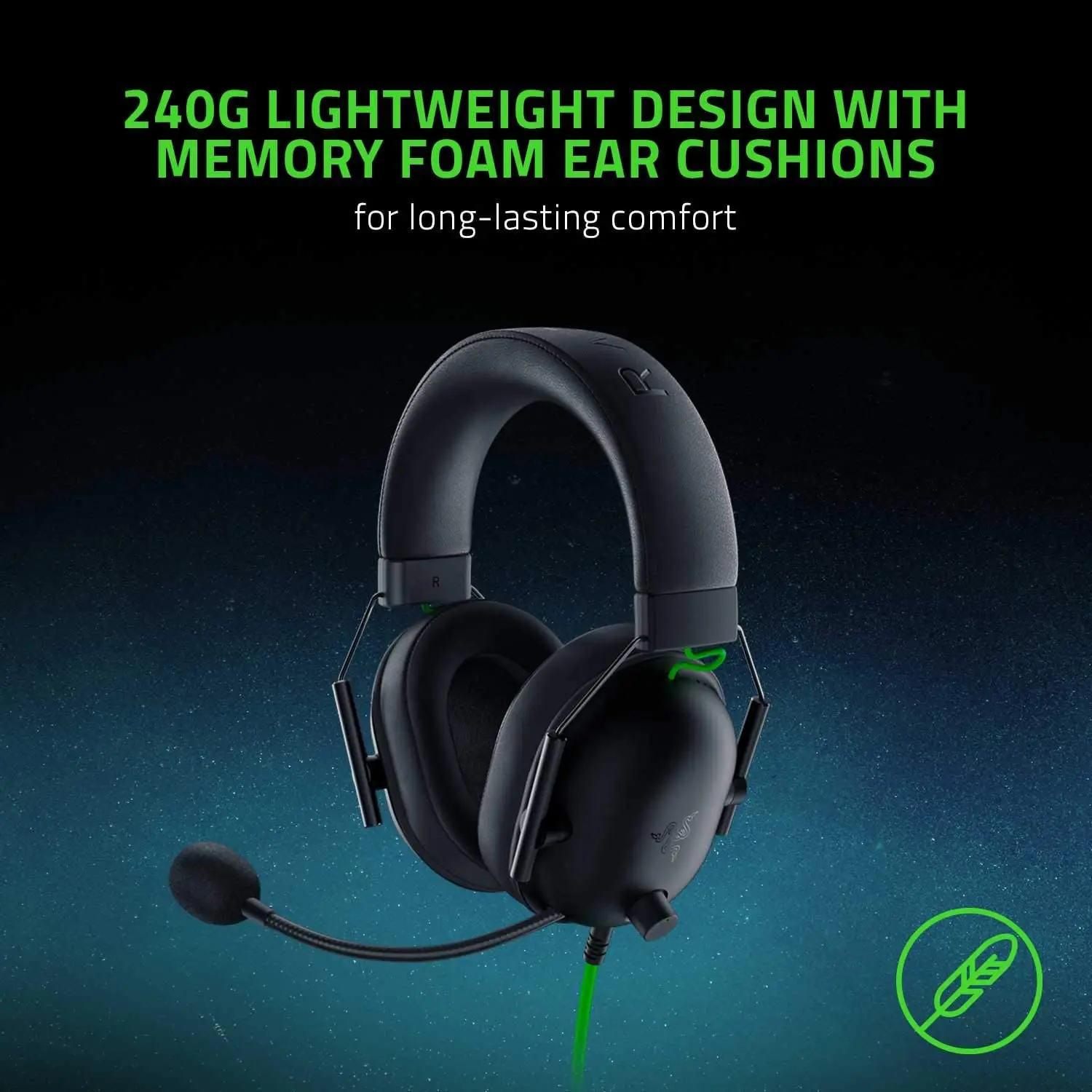 Razer-auriculares BlackShark V2 X con cable, dispositivo de audio con cancelación de ruido pasiva avanzada, sonido envolvente 7,1, micrófono cardioide hiperclaro