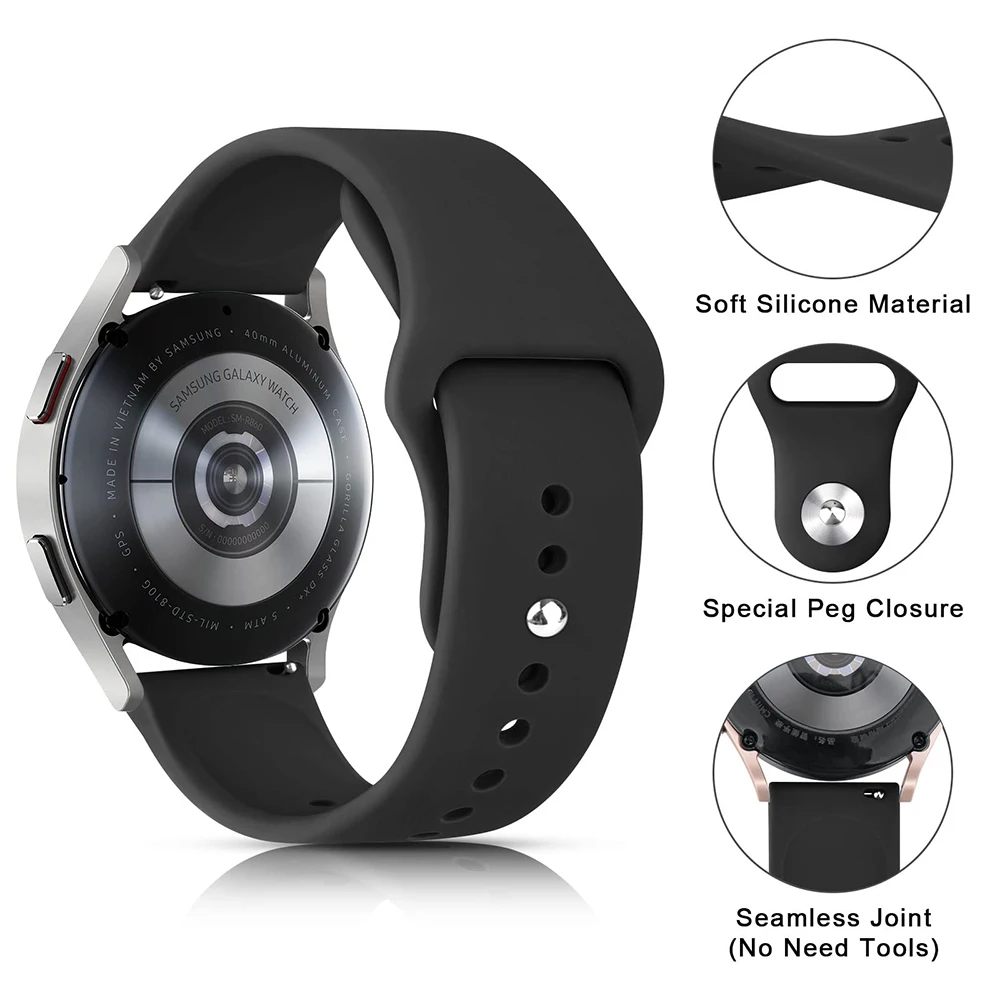 Correa de 22mm 20mm para Samsung Galaxy Watch 6 5 4 Classic Pro 47mm 43mm 45mm 44mm 40mm accesorios de correas de pulsera de silicona