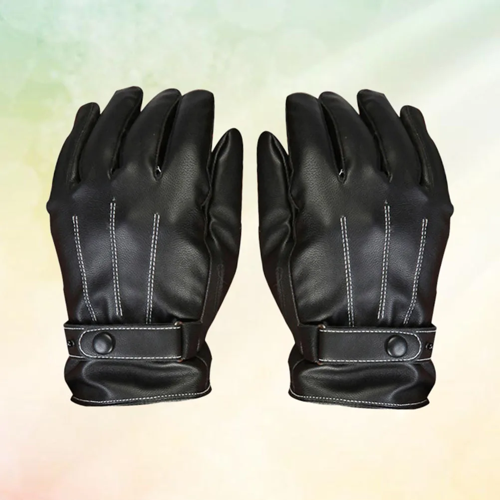 

Touch Screen Gloves Men'S Pu Windproof Warm Waterproof Breathable Driving Mittens For Winter Outdoor Skiing Cycling