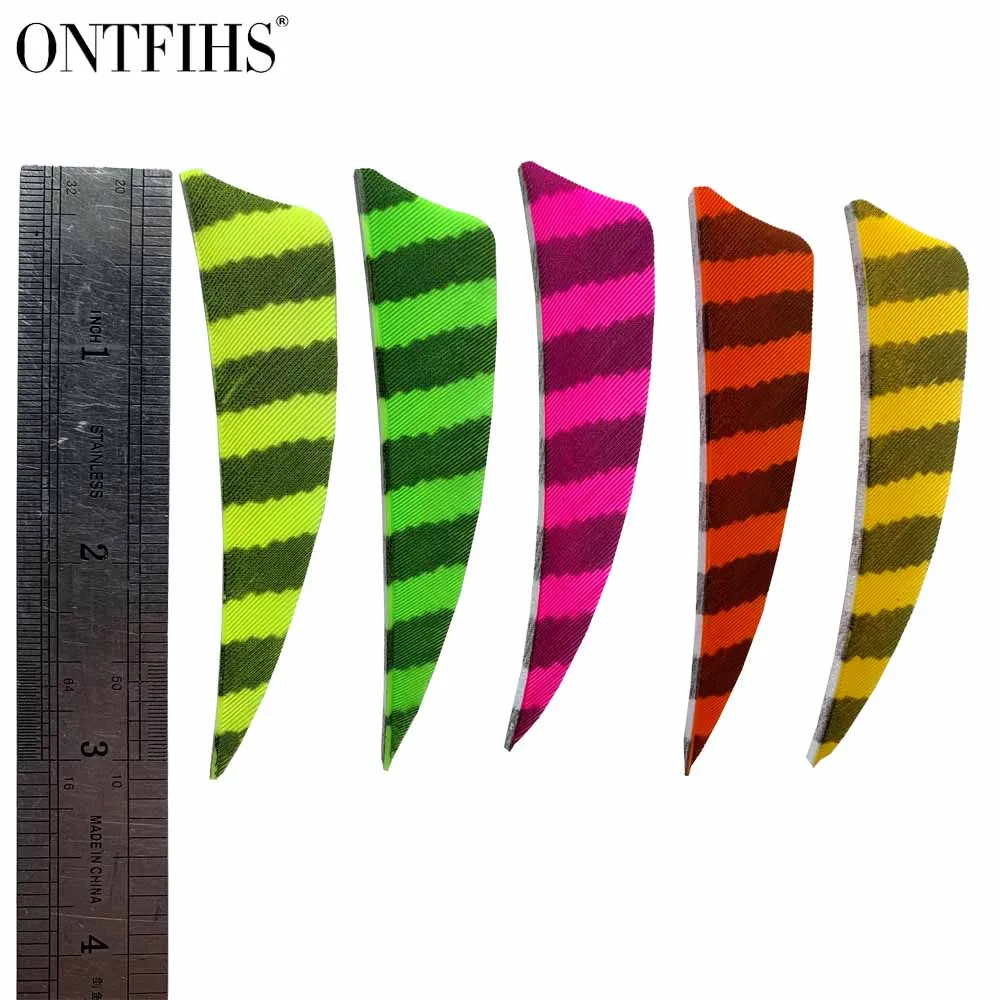 24Pcs 3 Inch Shield Cut Fletching Archery Hunting And Shooting Arrow Real Turkey Feather --Striped
