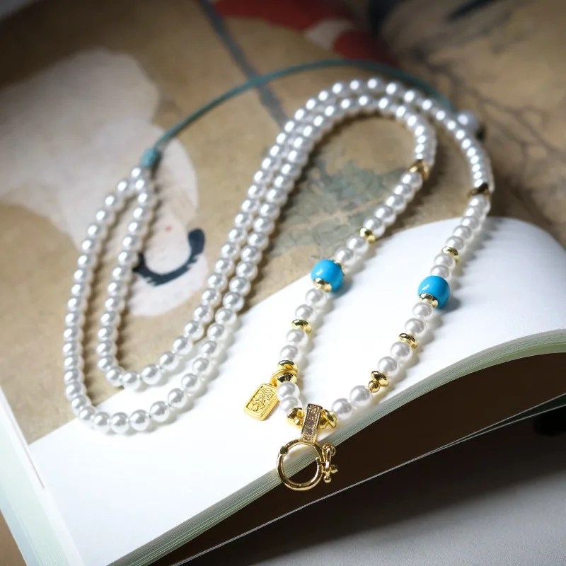 Handwoven New Chinese Style Pearl Shell Necklace Cord Vintage Court Style Premium Versatile Pendant Holder Gifts