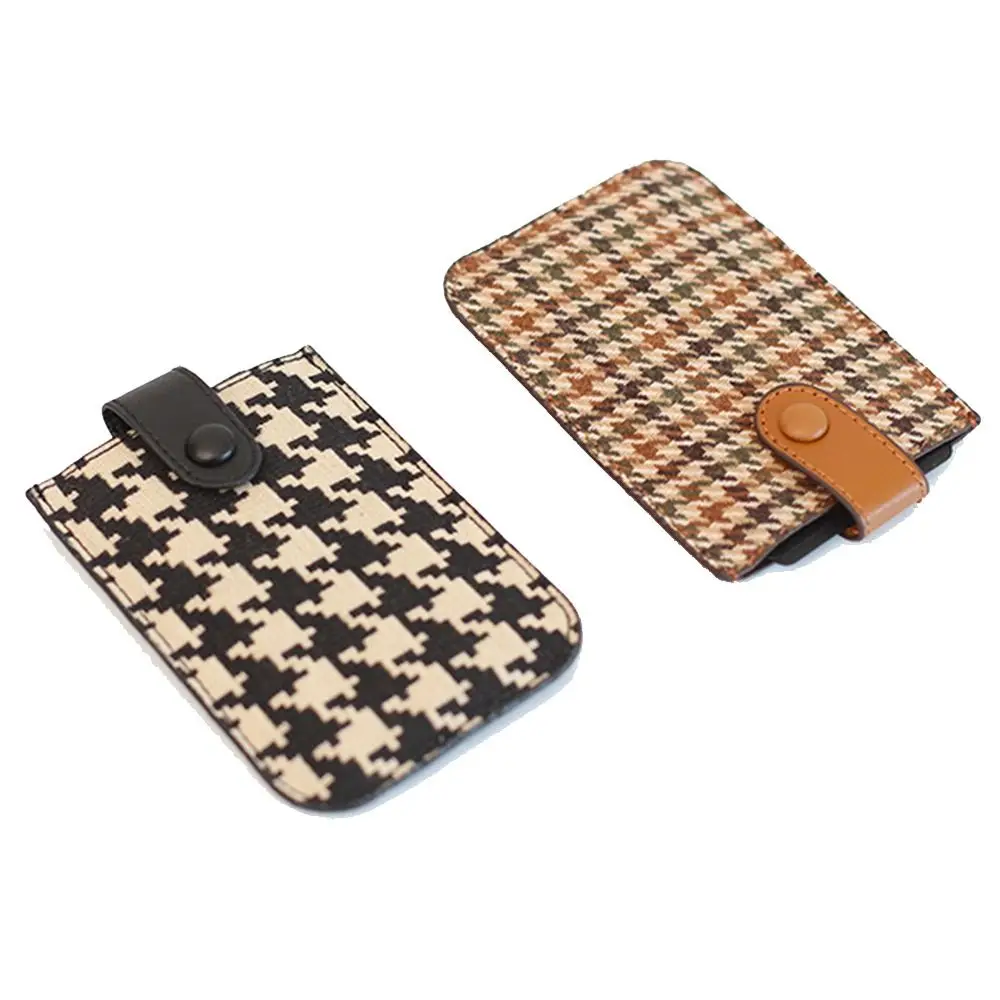 

Pull-out Type Houndstooth Card Bag Ins Card Pocket Korean Style Card Holders Clutch PU Leather Clutch Bag Short Wallet Female