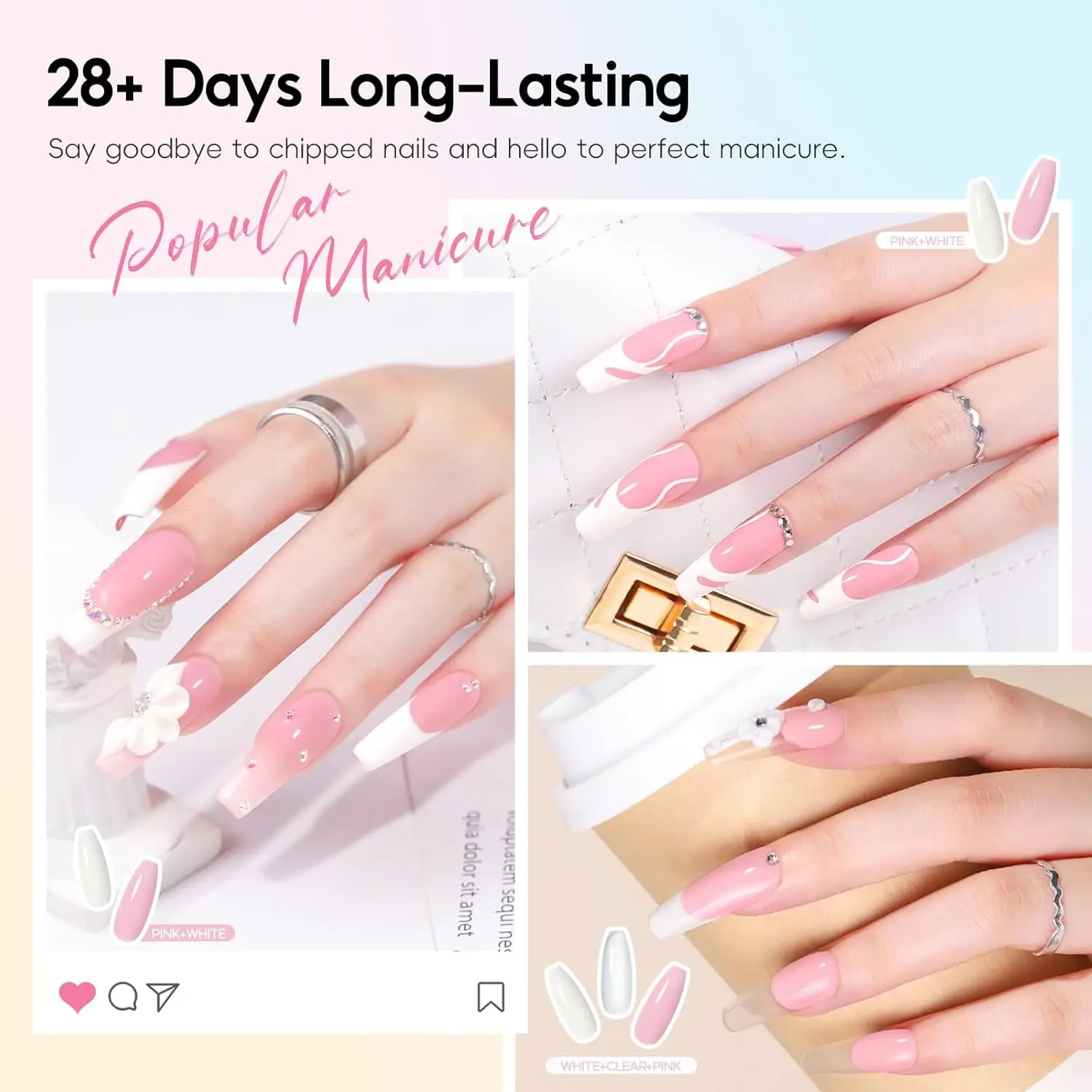 Kit completo de uñas acrílicas con luz UV, taladro, 24 colores en polvo y esmalte de gel para principiantes, regalos de manicura DIY