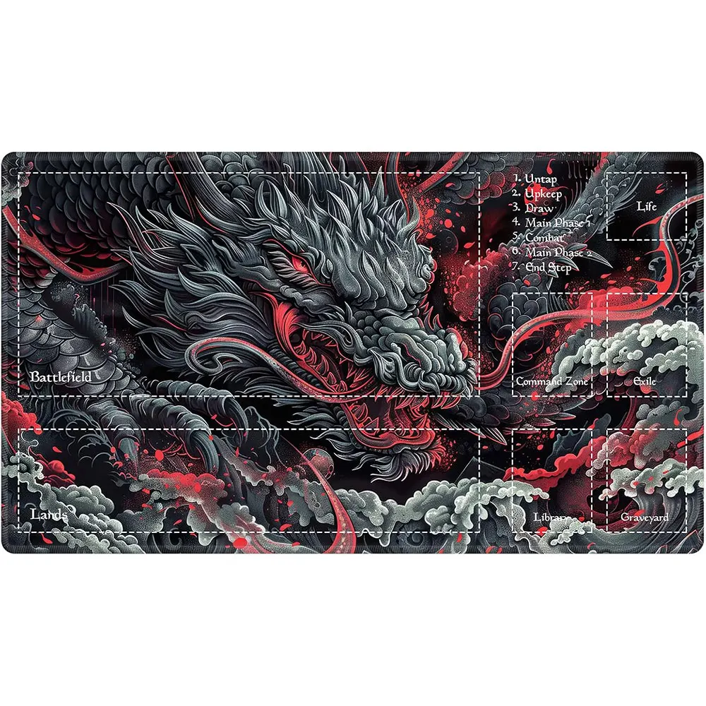 MTG Game Playmat TCG Play Mat for MTG TCG 24 x 14 inches Trading Card Inked Game Playmats with Smooth Rubber Surface Battle Game