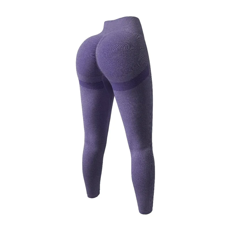 Women Seamless High Waist Yoga Leggings Slim Knit Tights Stretchy Butt Liftting Gym Pants Workout Running Solid Sports Leggings