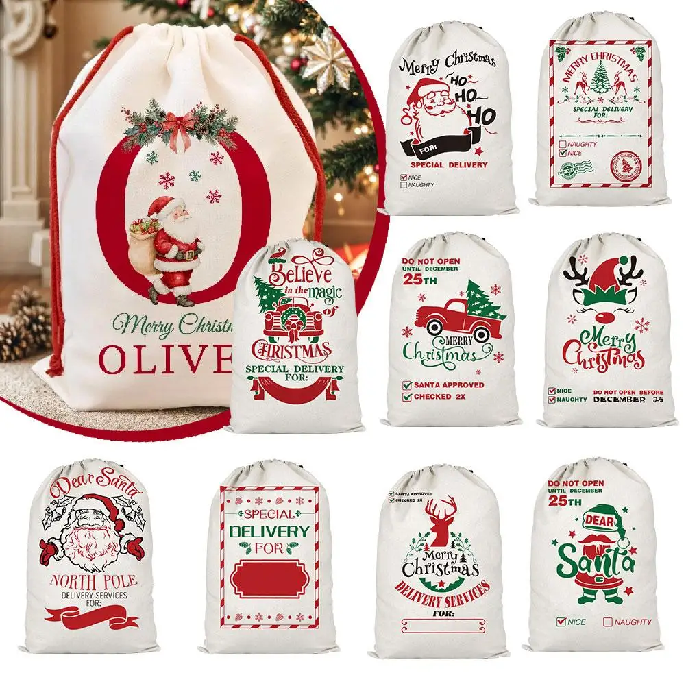 9 Style Chirstmas Sacks Personalized Children Gifts Cane Toys Large Drawstring Candy Bag Bags Christmas Holiday Party X4C4