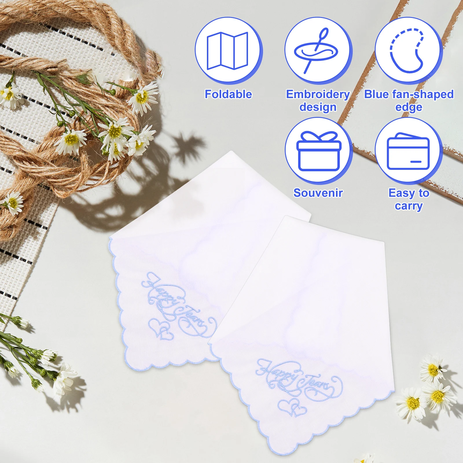 12 قطعة منديل قطني مطرز 28x28 سنتيمتر المحمولة الزفاف وشاح مربع لينة مريحة الزفاف منديل للحزب #2
