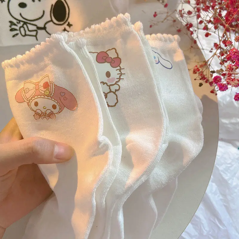 

Hello Kitty Sanrio Kawaii Anime Girly Heart Socks Cinnamoroll Cute My Melody Cartoon Lovely Cotton Stocking Soft Girls Toys