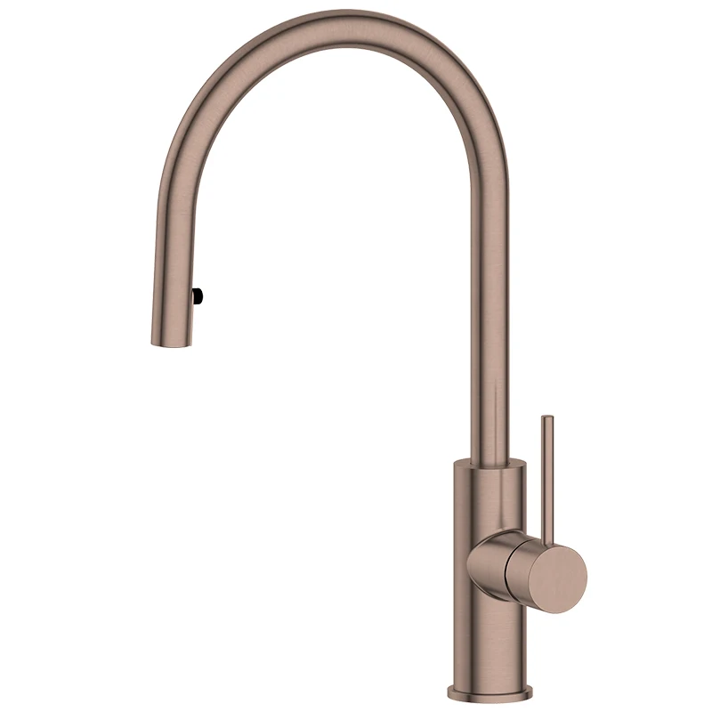 Brass Pull Out Kitchen Faucet Pull Down Brushed Rose Gold Swivel Tap Sink Kitchen Mixer Tap