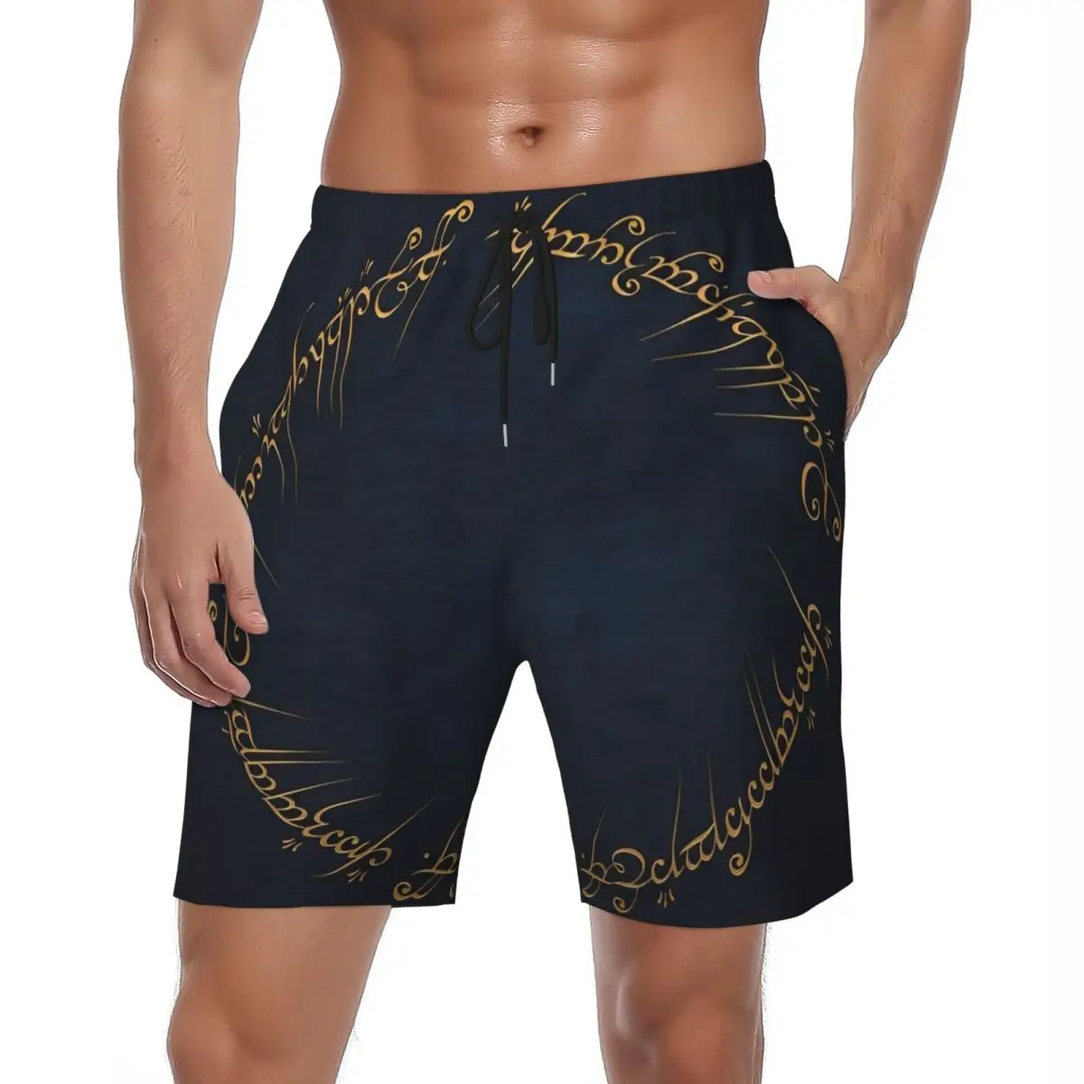 

Золотые шорты для спортзала L-Lord Of The Rings, летние шорты для фитнеса, спортивные шорты для фитнеса, мужские быстросохнущие плавки большого размера