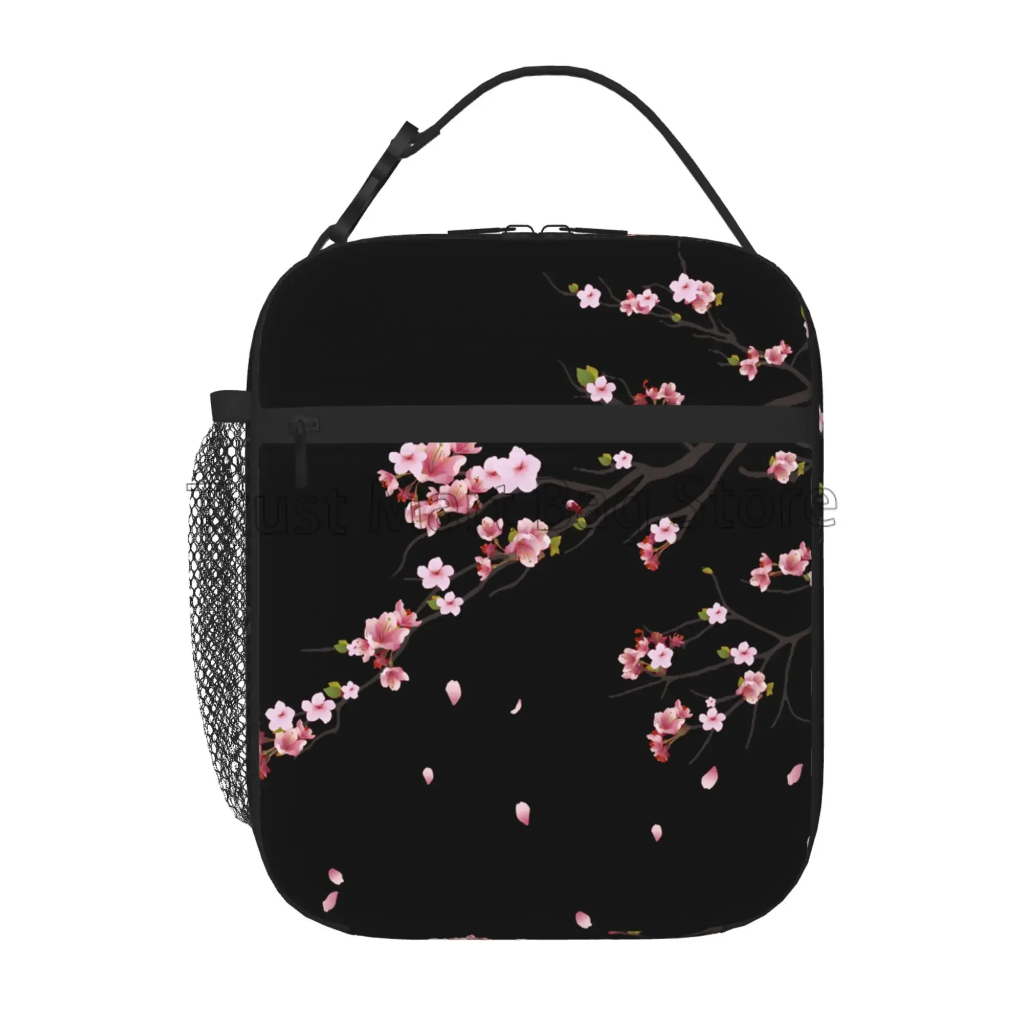 Japanese Sakura Cherry Blossoms Tree Insulated Lunch Bag Reusable Lunch Box for Work Picnic Beach Leakproof Cooler Bento Tote