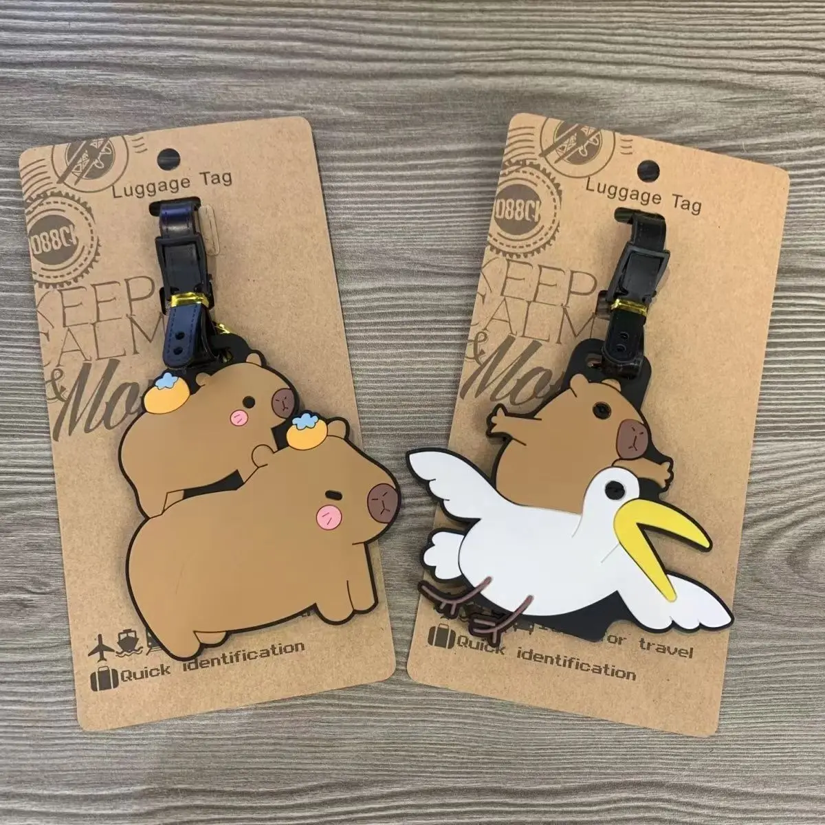 Travel Accessories PVC Luggage Tag Cute Cartoon Capybara Suitcase Portable Label Women Men Baggage Boarding Tags