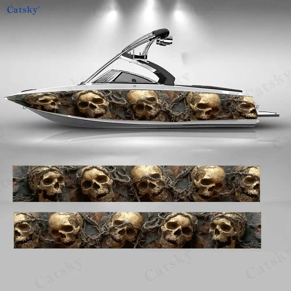Ancient Vine Skull Realm Art Horror Special Boat Sticker Vinyl Ship Pontoon Deck Boat Fishing Decorative Pontoon Boats Decal