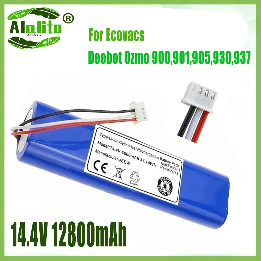 

New original 14.4V 12800mAh Robot Vacuum Cleaner Battery Pack for Ecovacs Deebot Ozmo 900, 901, 905, 930, 937