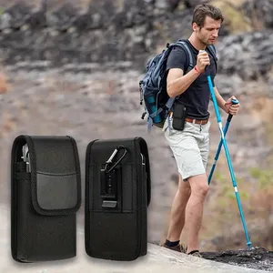 Men's Nylon Dual Pocket Cell Phone Belt Pouch Case - Durable, Outdoor Cell Phone Pouch Case