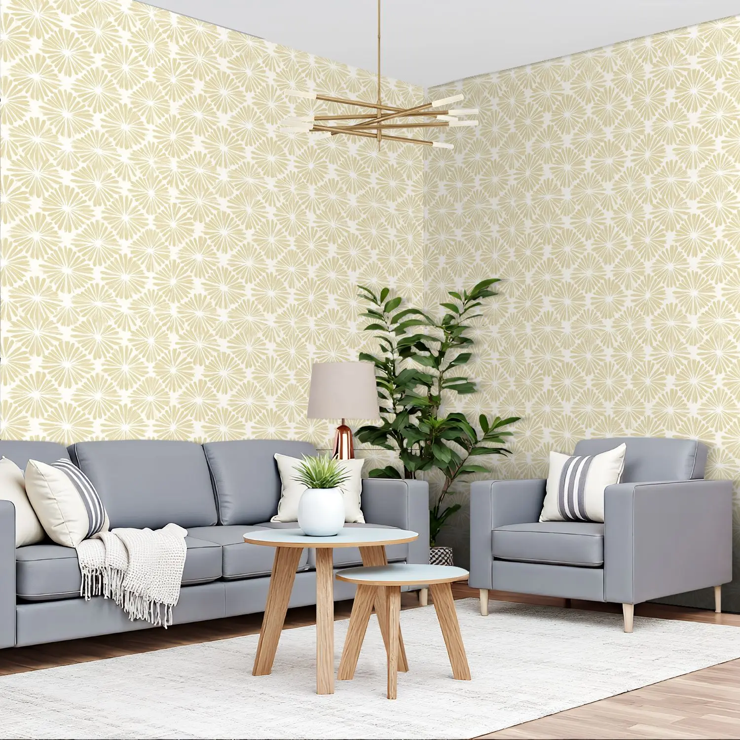 

Бежевые обои с геометрическим цветочным принтом, 22,83 "X 118", водонепроницаемые обои для гостиной/спальни/ванной комнаты, наклейка на стену из ПВХ