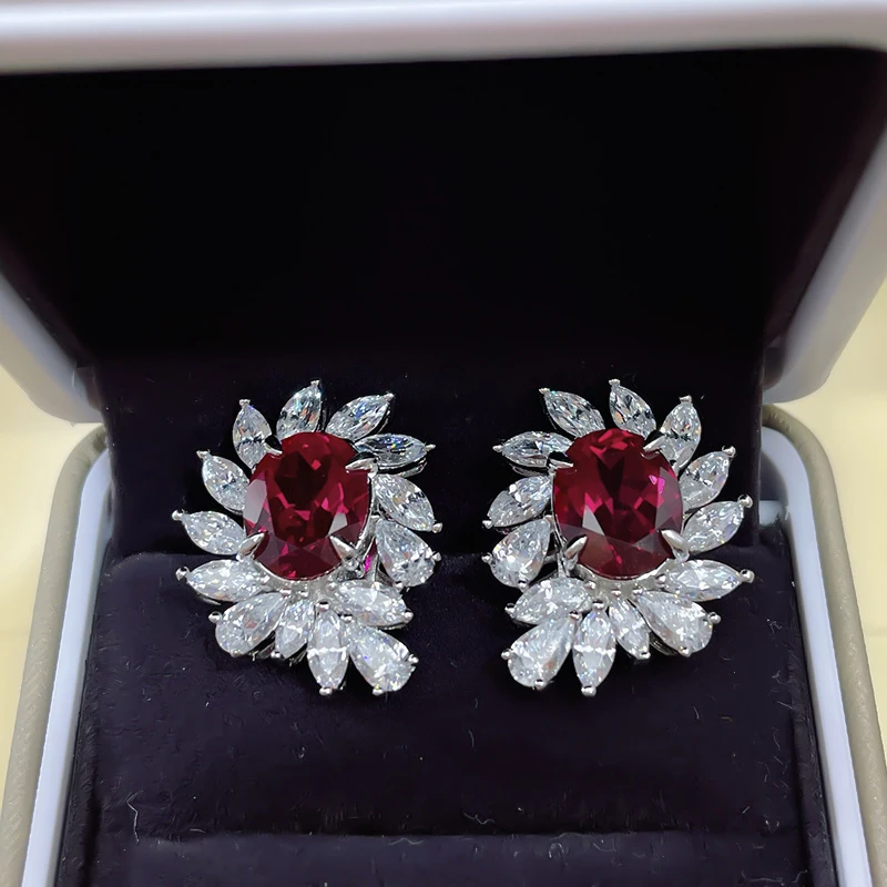 Huitan Sparkling Oval Cubic Zirconia Bridal Earrings for Wedding Party Silver Color Luxury Trendy Accessories Women New Jewelry