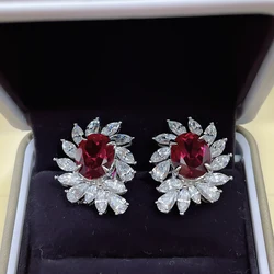 Huitan Sparkling Oval Cubic Zirconia Bridal Earrings for Wedding Party Silver Color Luxury Trendy Accessories Women New Jewelry