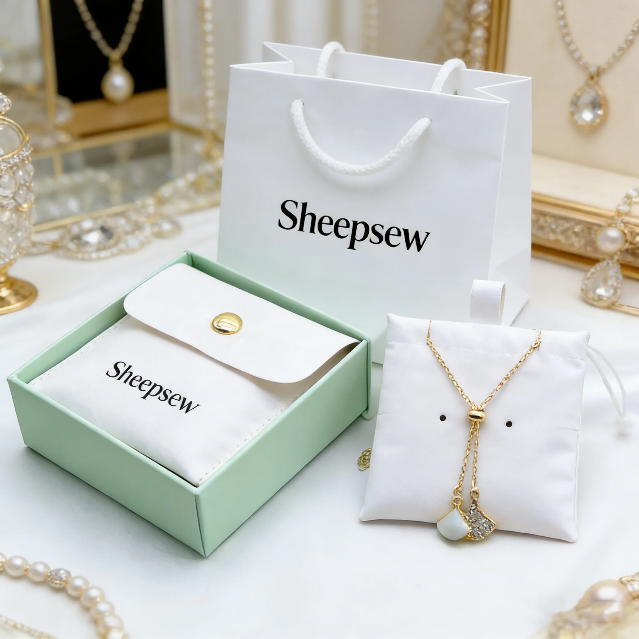 

Индивидуальный мешочек для украшений с застежкой, замшевый мешочек для украшений и коробка с вкладышем-подушкой