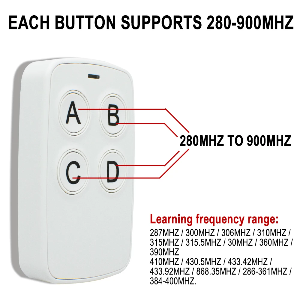 ユニバーサルマルチ周波数 280-868mhz ガレージドアリモコンゲートコントローラ 433.92MHz 315 390 MHz コピー機デュプリケーター 4 で 1