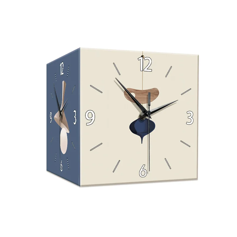 

Modern simple double-sided corner wall clock abstract geometric corner clock wall-mounted perforated led light silent wall clock