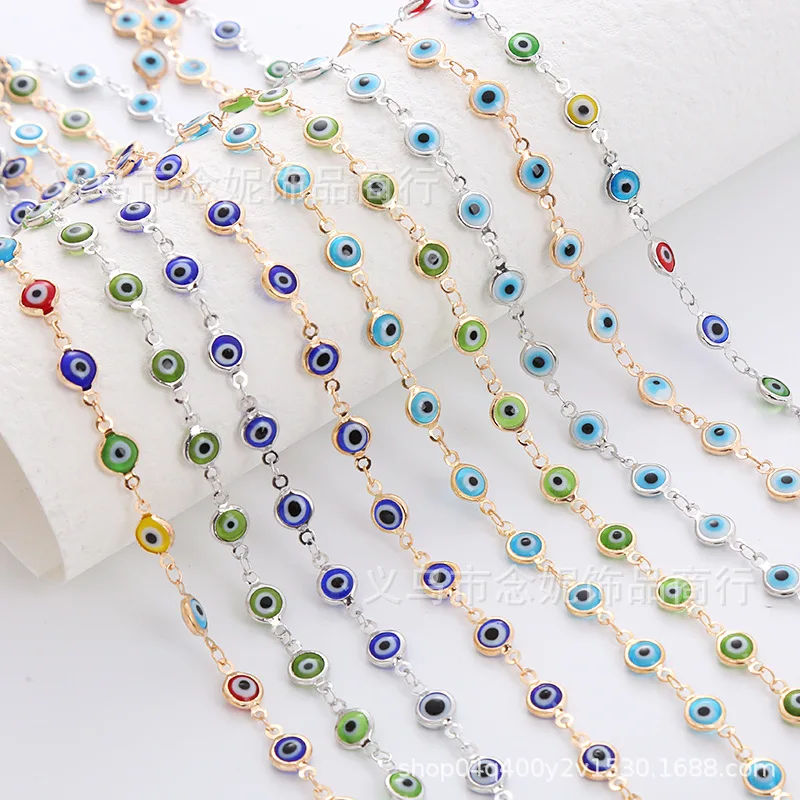 1 Meter/Lot Width 6mm Copper Eye Connection Devil Eye Enamel Chain DIY Bracelets Necklaces Jewellery Making Decorative Chains