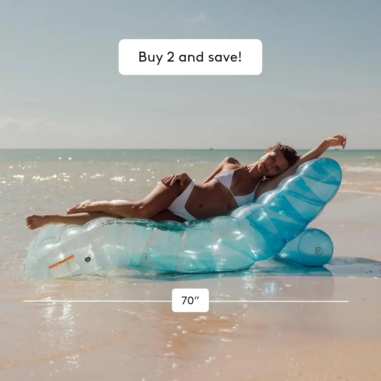 Riesige aufblasbare, luxuriöse dreifarbige blaue Chaiselongue, Stuhl-Pool-Schwimmer für Erwachsene, perfekt für eine Sommer-Poolparty, Bündel