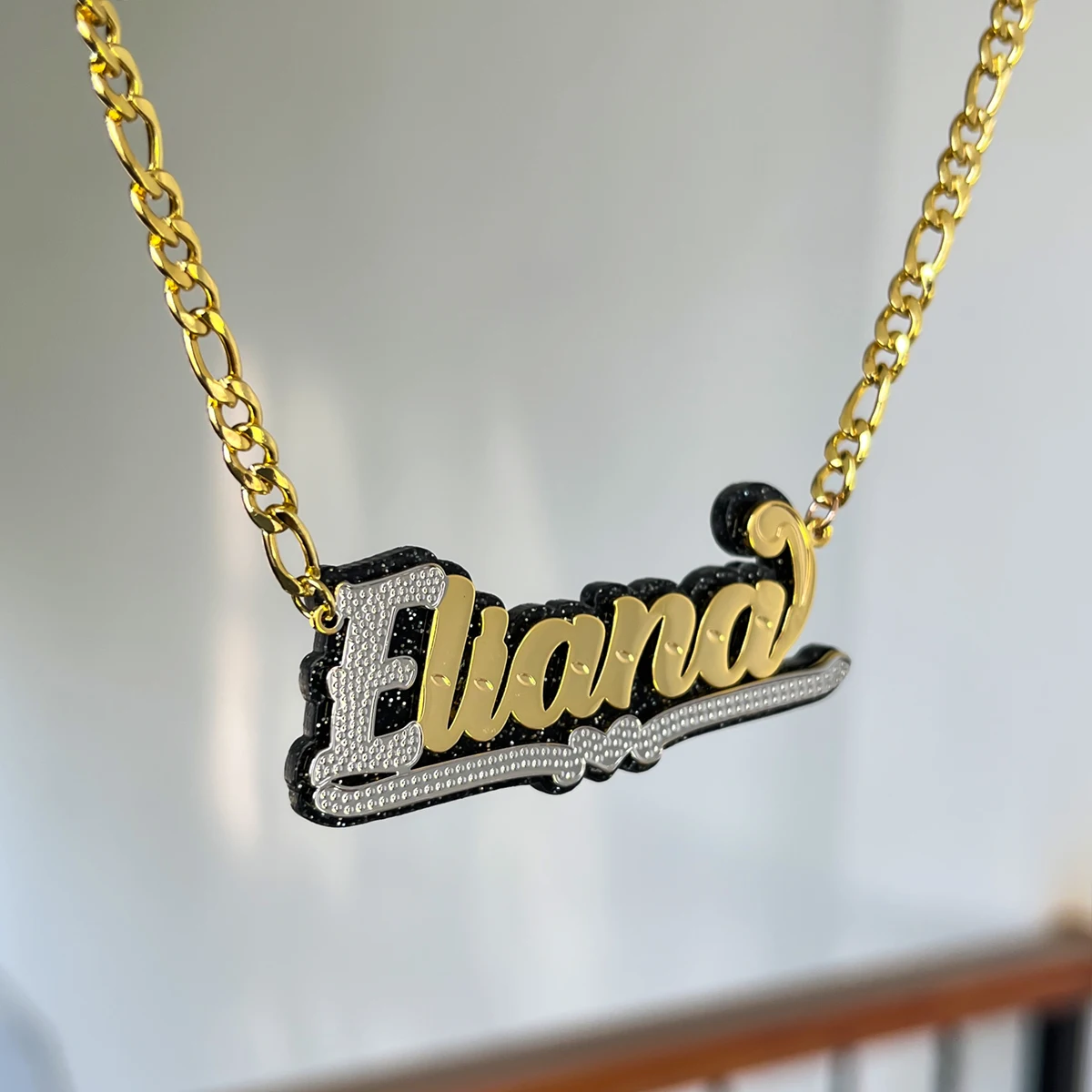 Customized Name Necklaces Personality Double Layer Stainless Steel  Acrylic Nameplate Pendant Necklace For Women Jewelry Gifts