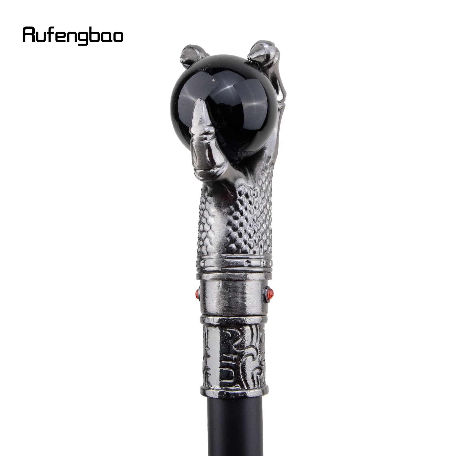 Silver Dragon Claw Grasp Black Glass Ball Walking Cane Fashion Decorative Walking Stick Gentleman Elegant Cosplay  Crosier 93cm