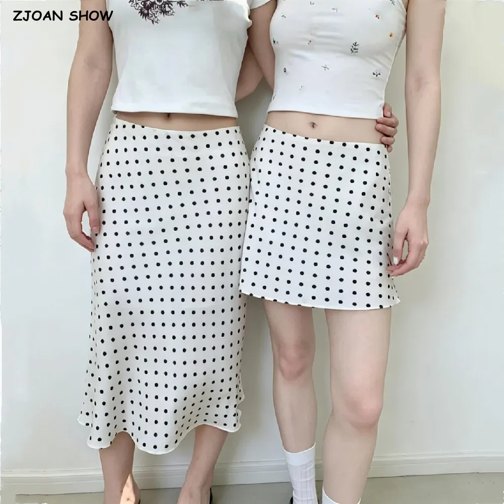 2026 Summer Women Ivory white with Black Polka Dot Low Waist Skirt Package Hips Zip up Short Skirts Femme Bottom