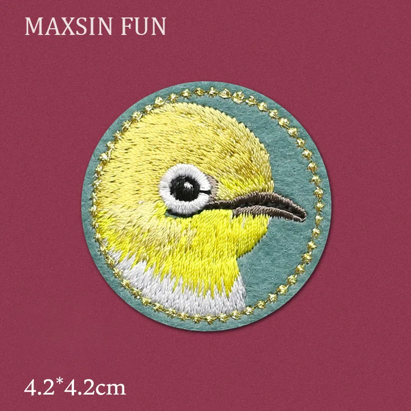 كرتون حديد على رقعة للملابس ، شارة مستديرة ، ملصق تصنعه بنفسك ، ملحقات الديكور ، الببغاء ، الطيور ، الأرنب ، لطيف ، 1 قطعة