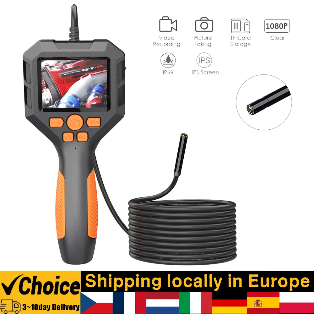 Industrial Endoscope 1080P Digital Borescope IP68 Waterproof Snake Scope Camera Electronic Camera Video Picture Taking Handheld