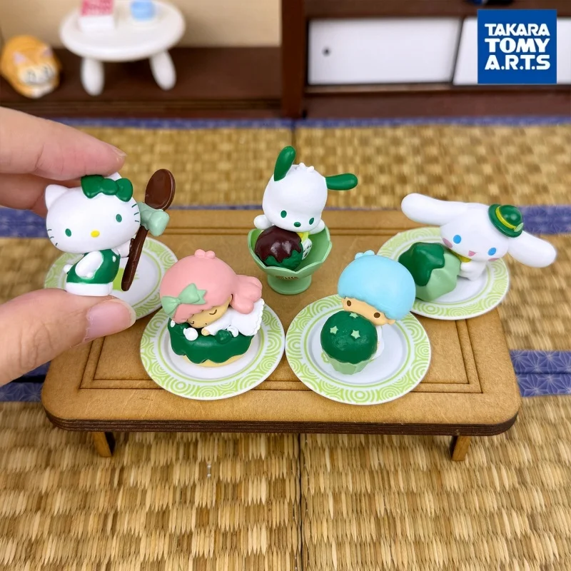 

Takara Tomy Gashapon Figure Matcha Dessert Sanrio Hello Kitty Cinnamoroll Pochacco Collectible Desktop Ornament For Adult