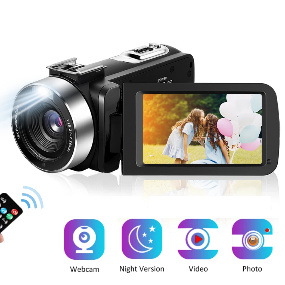 2.7K FPS HD Video Cameras for Photography 270° Rotation Vlogging DV Video Recorder 18X Digital Zoom IPS Touch Screen Camcorder