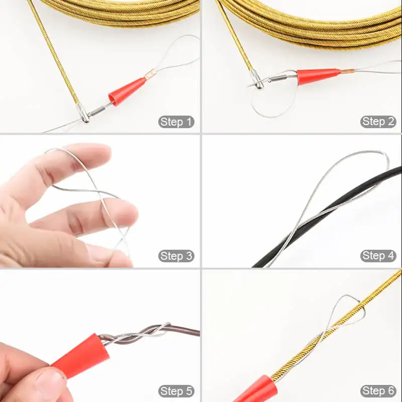 Imagem -05 - Dispositivo de Guia de Cabo Elétrico Dispositivo de Rosqueamento de Fio Fio Puxando Universal Extrator de Cabo de Mola Ferramentas de Auxílio com Polia 5m 10 m 15m