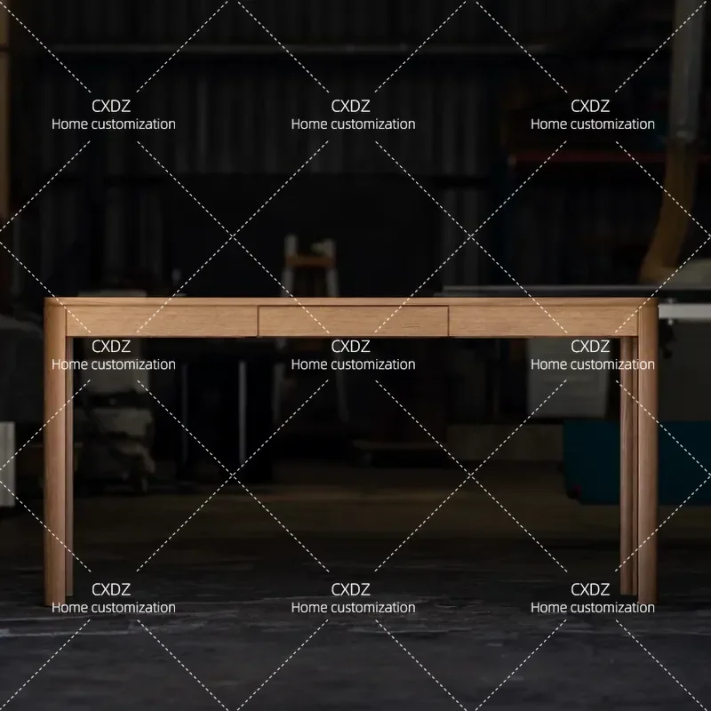 Nordic Simple Solid Wood Desk Log Color Rectangular Writing Study Computer Table for Home Office