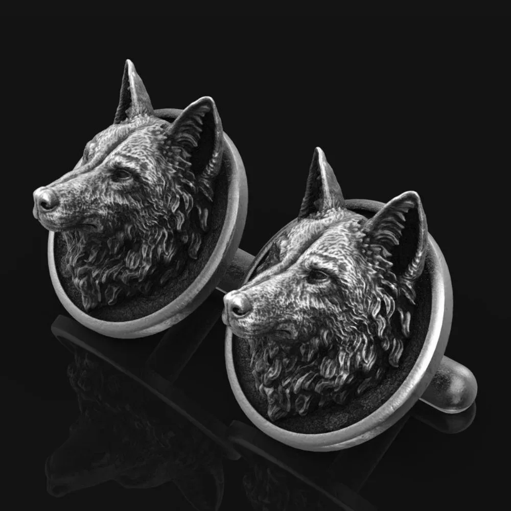Vintage Wolf Head Jesus Personality Style Cufflinks Trendy Men's Party Performance Clothes Jewelry Accessories Friend Gifts