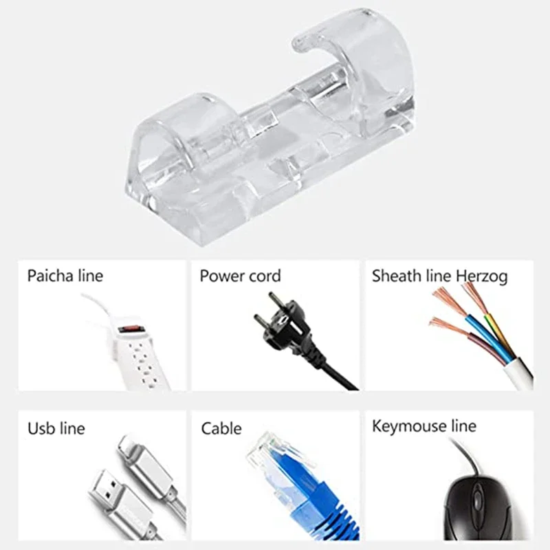 16/20 Pcs Cable Clips Organizer Drop Wire Holder Cord Management Self-Adhesive Cable Manager Fixed Clamp Wire Winder