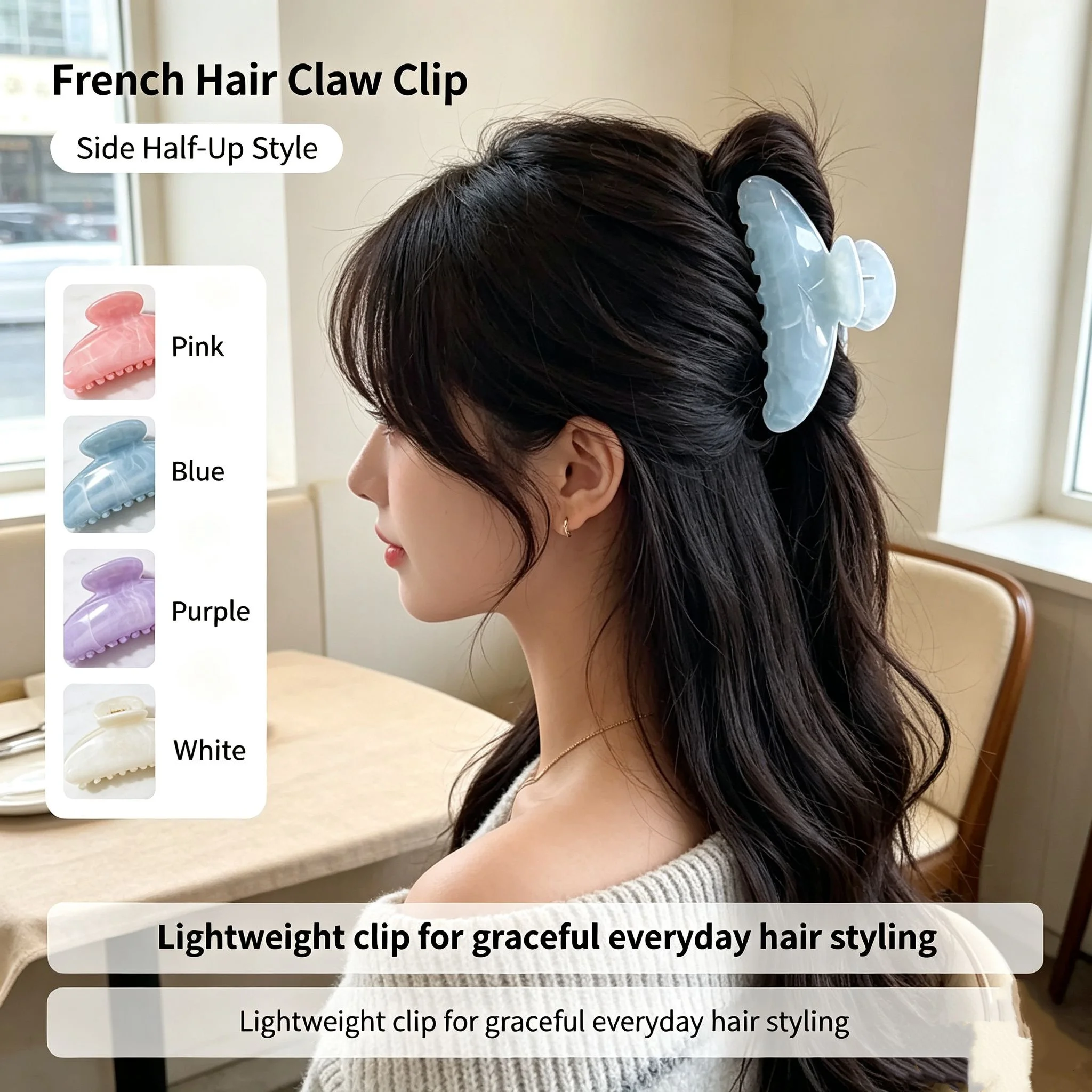 1pcs French Girl's Vintage Hair Clip Simple Letter Shark Clip Elegant Randy Hair Clip Hair Accessoriesfor Women Daily Hairstyle