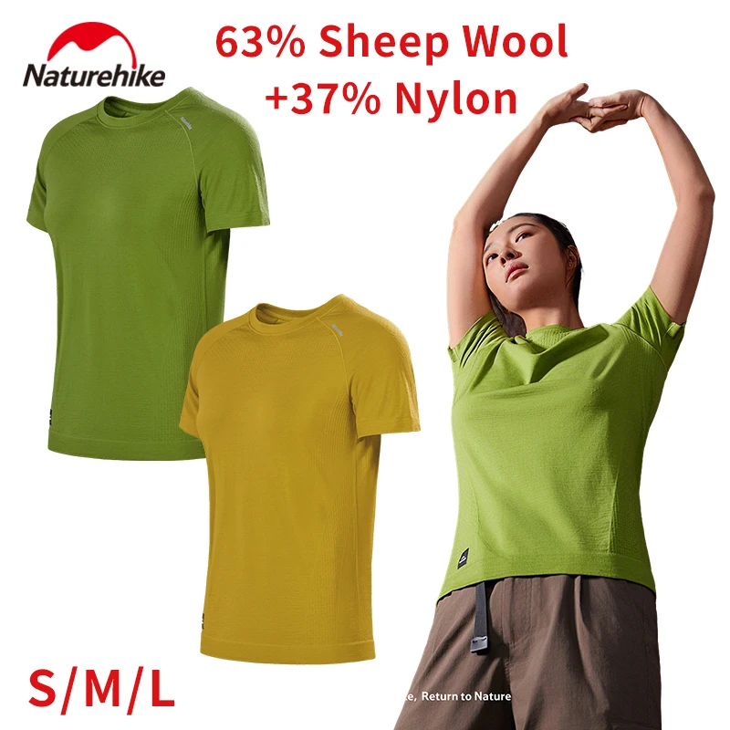 

Спортивная футболка Naturehike Summer Style с коротким рукавом, женская одежда, влагоотводящая шерстяная однотонная футболка, женские однотонные футболки