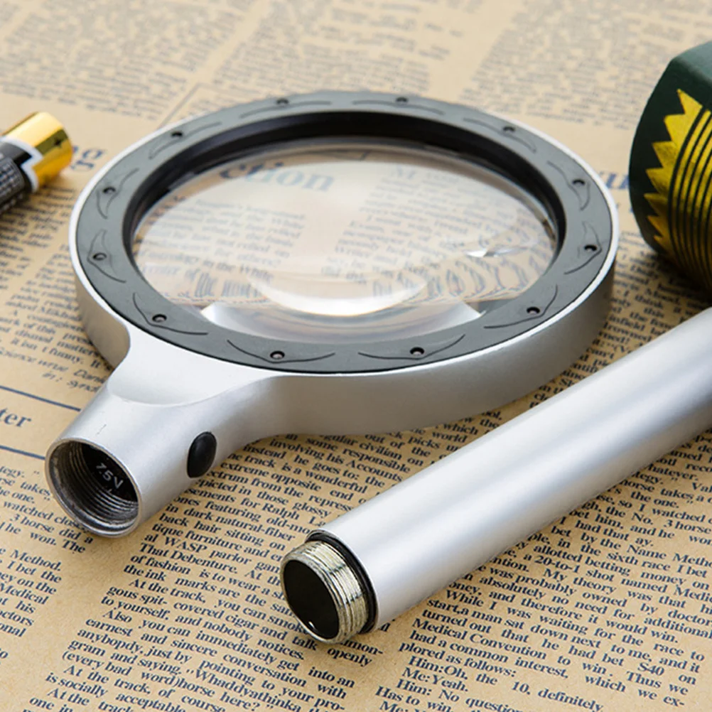 

LED Illuminated Handheld Magnifier Strong Clear Lens for Reading Maps Books Stamps Coins Electronics Repair Home Office Use