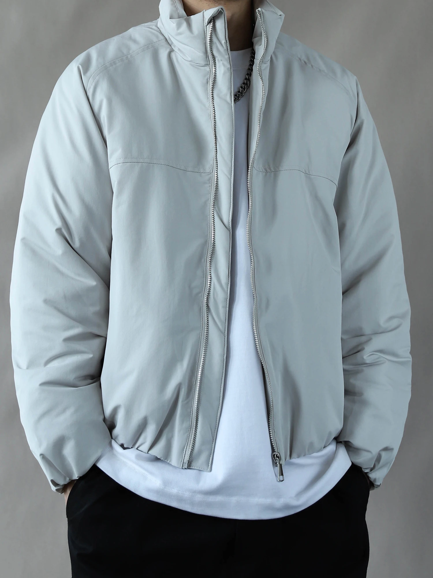 

Retro American ort Cotton Jaet for Men Light ey Loose Zipper Warm Versatile Outerwear Large Size Winter Casual Wear