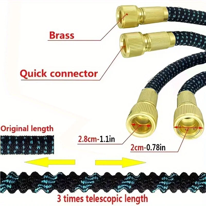25/125FT Rubber Expansion Garden Hose, 10 Functions, High-Pressure Water Gun, Garden Hose, Suitable For Outdoor Watering