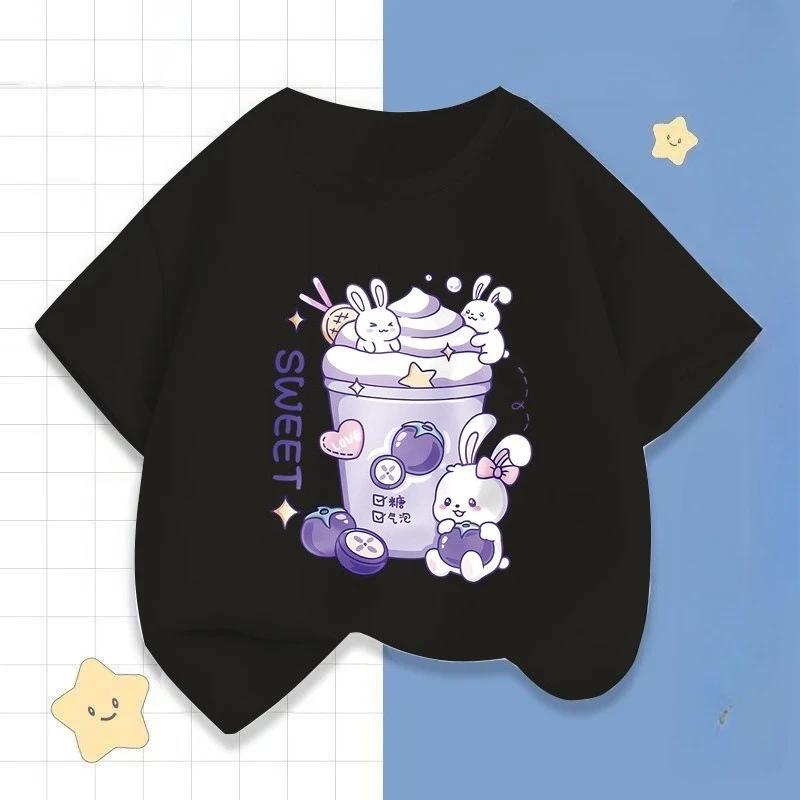 

Летняя милая футболка с короткими рукавами для девочек, топ с половиной рукавов, детская одежда, детская модная мягкая хлопковая футболка базового кроя