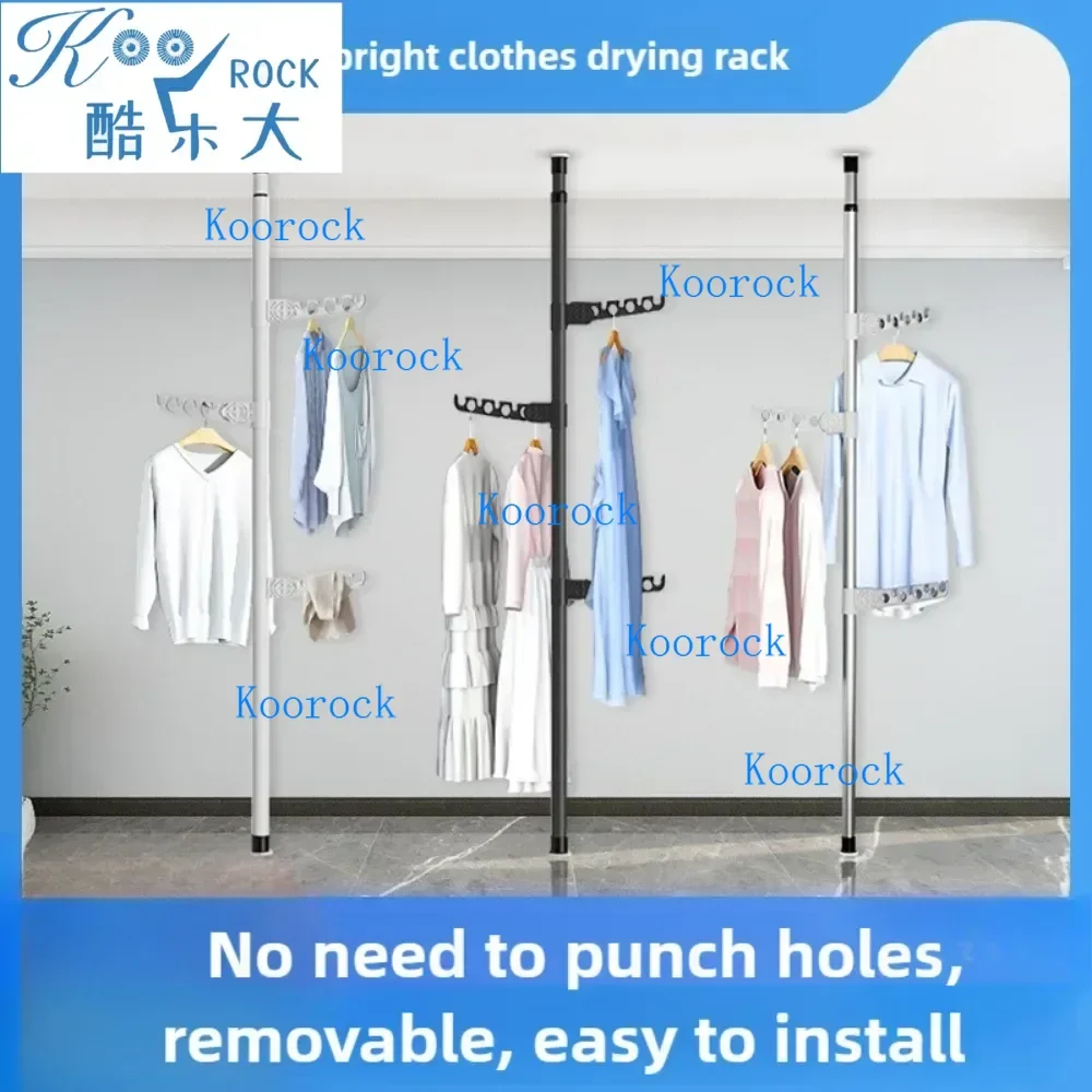 Space-Saving Ceiling-to-Floor Coat Rack with Metal Stand, Large Capacity Clothesline Pole for Multi-Functional Storage