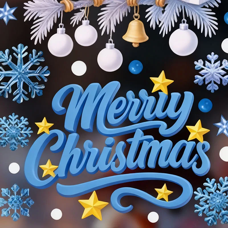 Santa Claus Stickers Blue Snowman Window Decorations Glass Static Stickers Christmas Decorations Snowflake Window Stickers