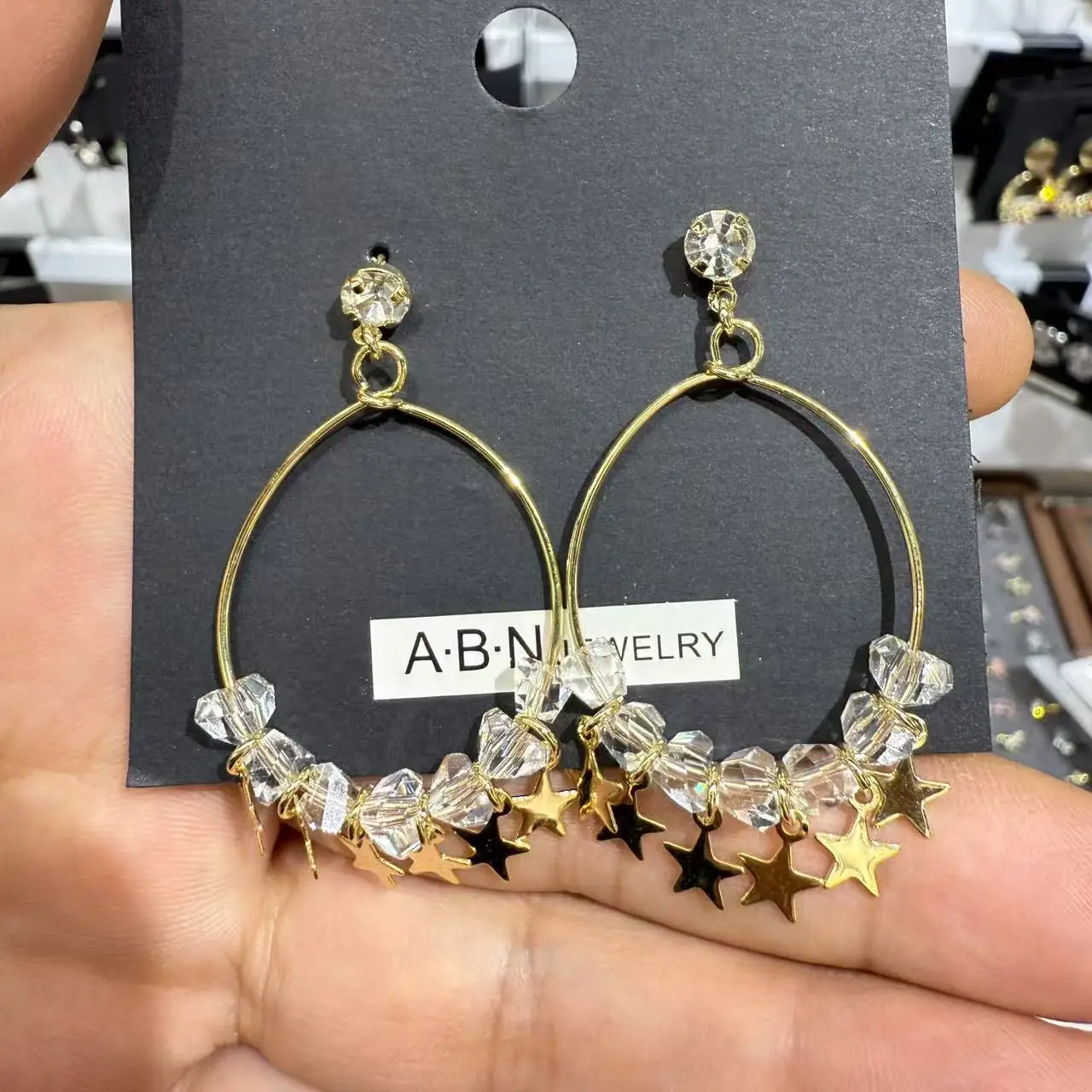 Simple flash diamond ring zircon earrings temperament new versatile C ring earrings light luxury new trendy high-end stud earrin